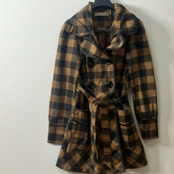 VERO MODA FABIOLA PLAID TRENCH BELTED COAT JACKET SIZE M - Picture 1 of 12
